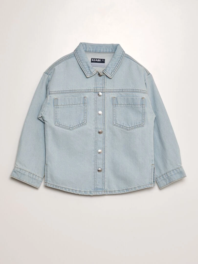 Veste en jean pressionnée Bleu