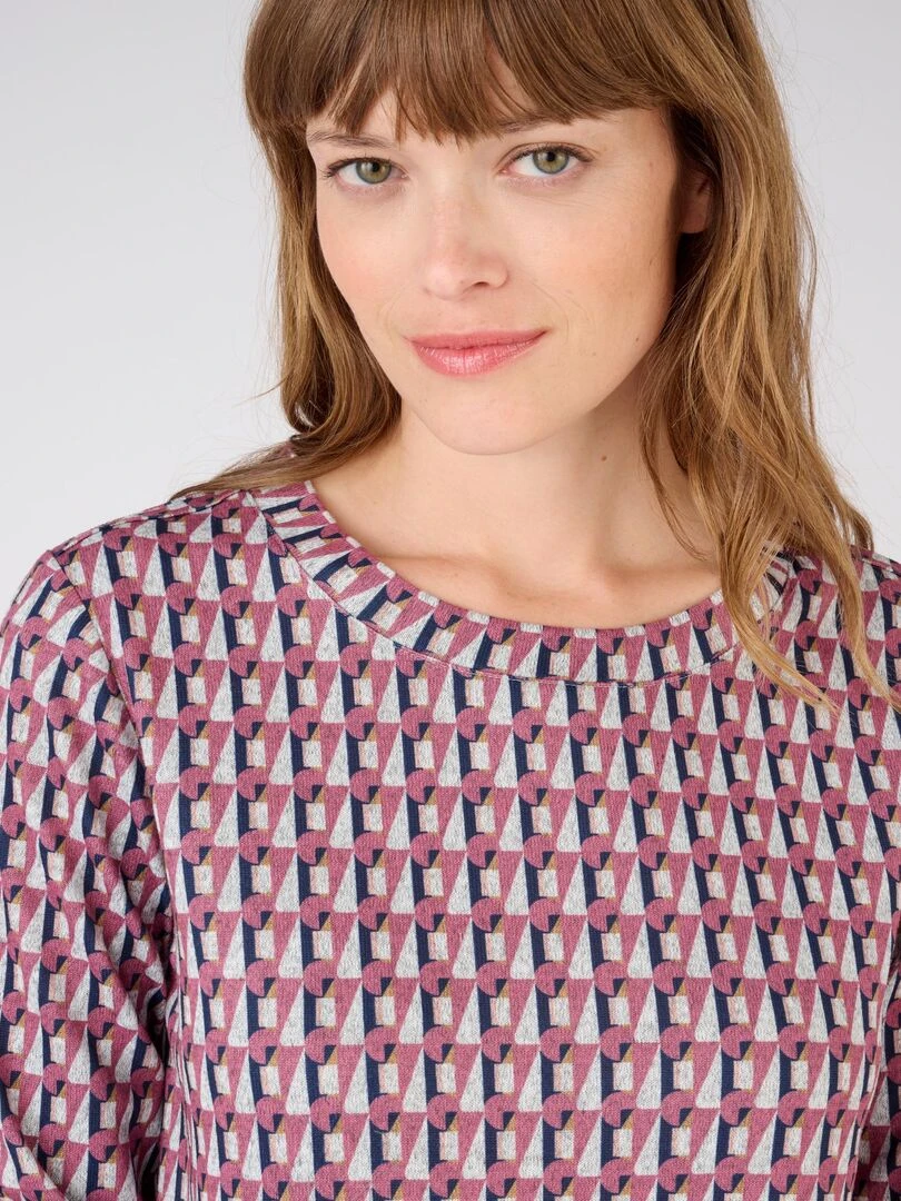T shirt maille grattée chaude Damart Mauve