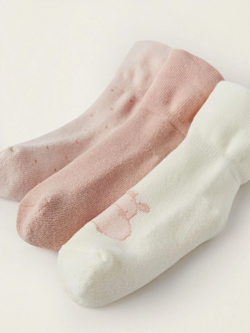 Pack 3 Paires de Chaussettes avec Revers pour Nouveau Né et Bébé EARLY BLOOM Multicolore