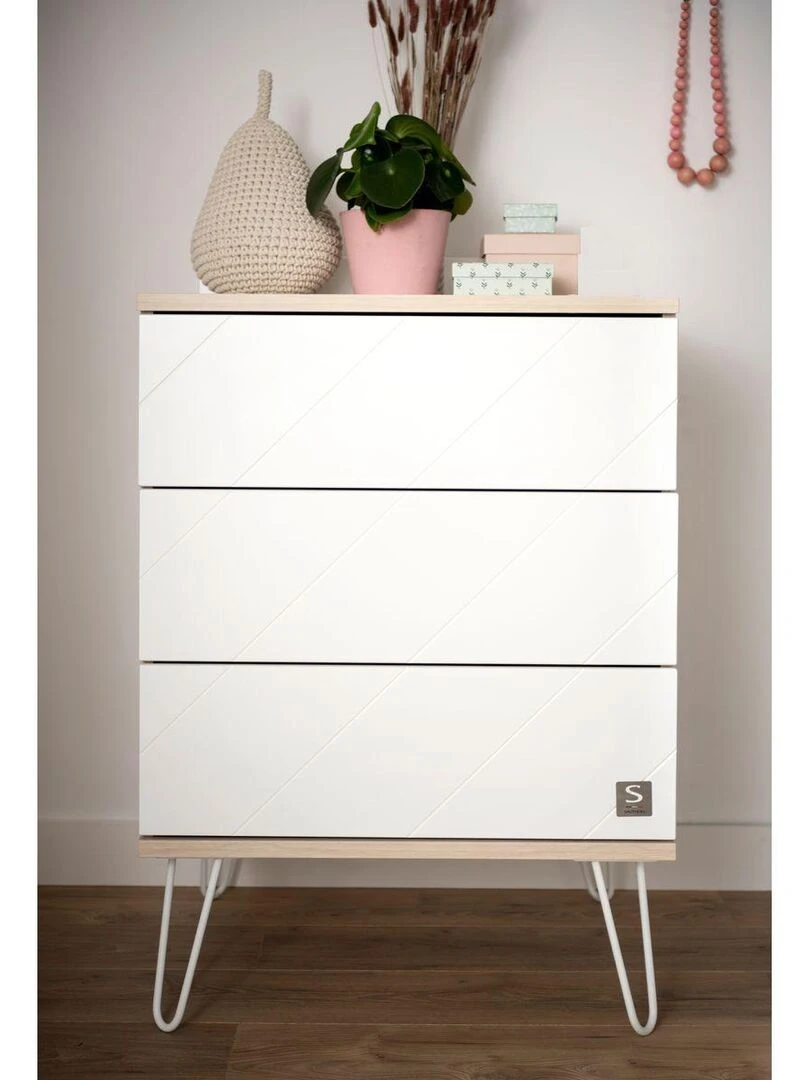 Commode 3 tiroirs bois SAUTHON Blanc