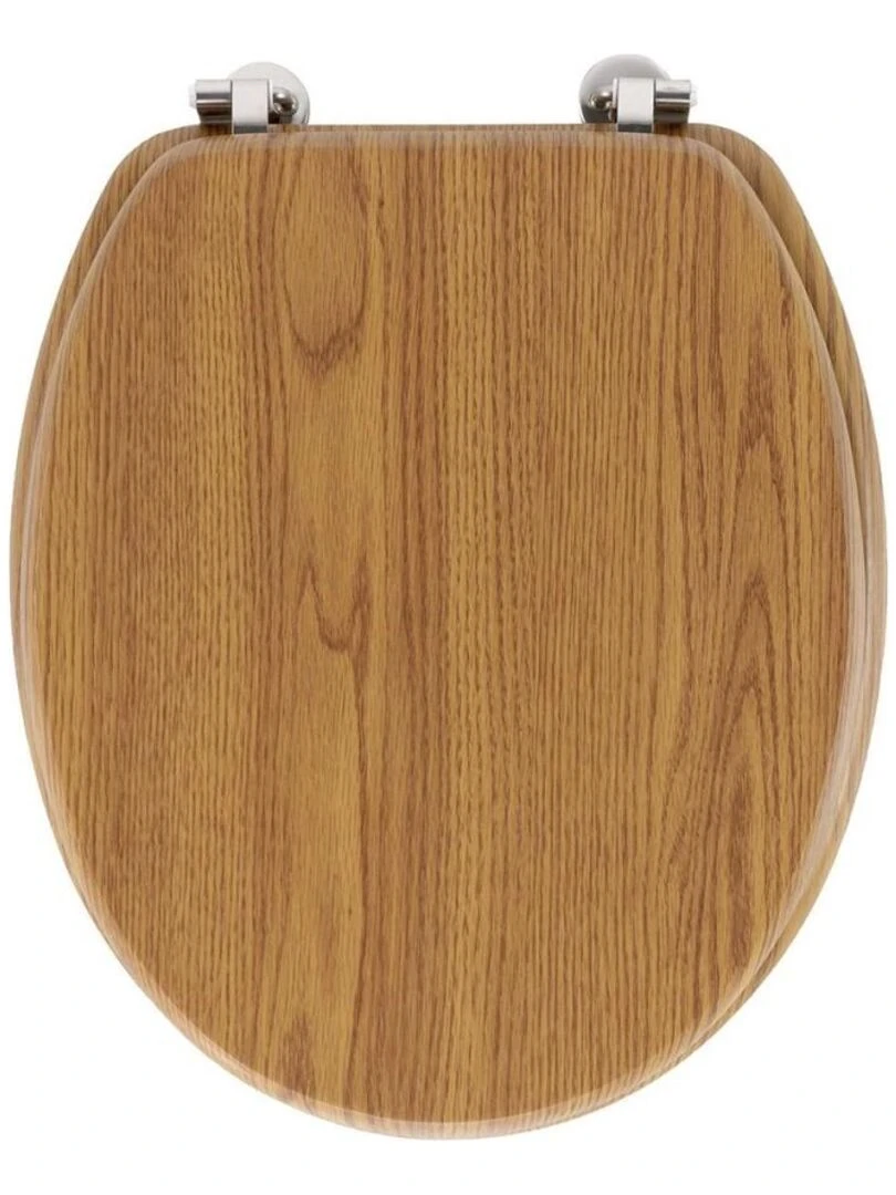 Abattant WC MDF charnières métal effet bois Strata chêne Marron