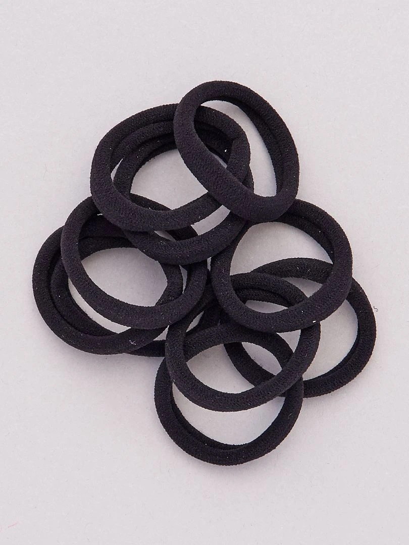 Lot de 10 élastiques pour cheveux noir
