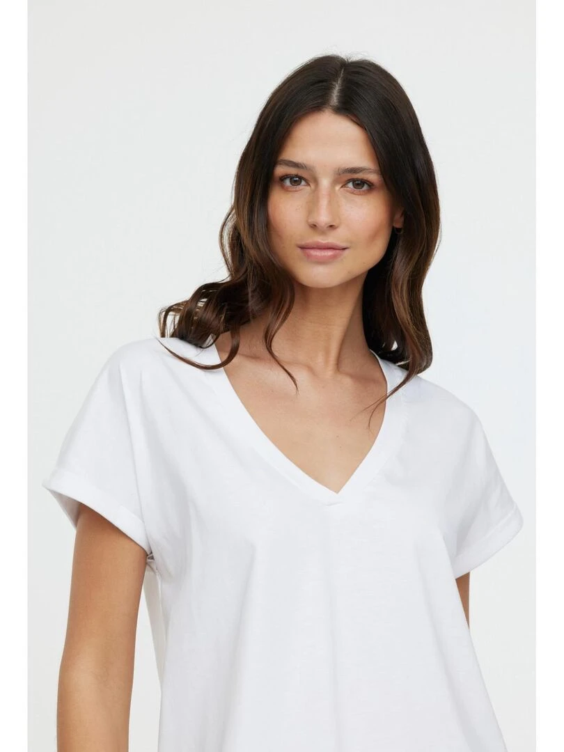 Lee Cooper   T Shirt manches courtes coton loose ALYS MC   Blanc