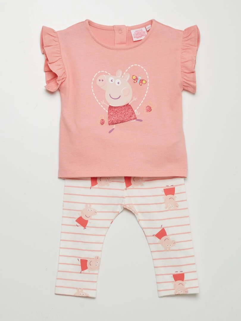 Ensemble tee shirt + legging 'Peppa Pig' Rose