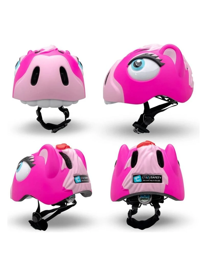 Casque de Vélo pour enfants   Cheval Rose   Crazy Safety   Certifié EN1078   Rose