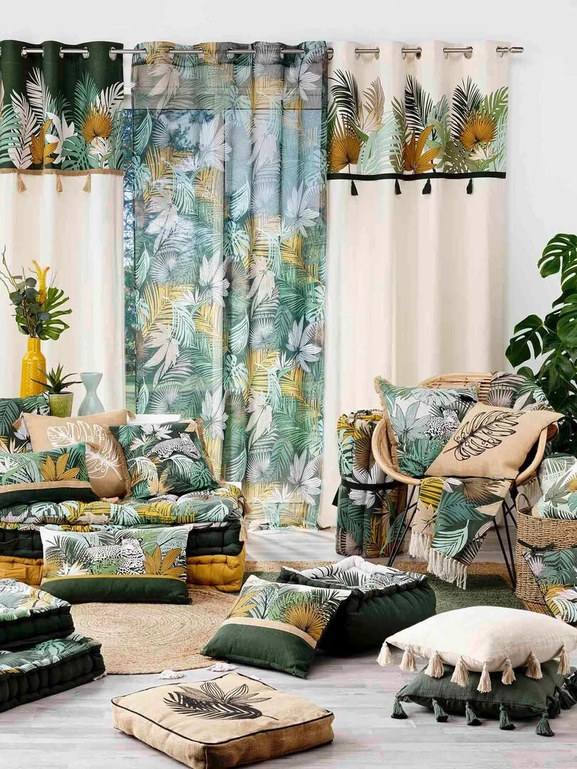 Coussin de sol Collection Duo de feuilles Noir
