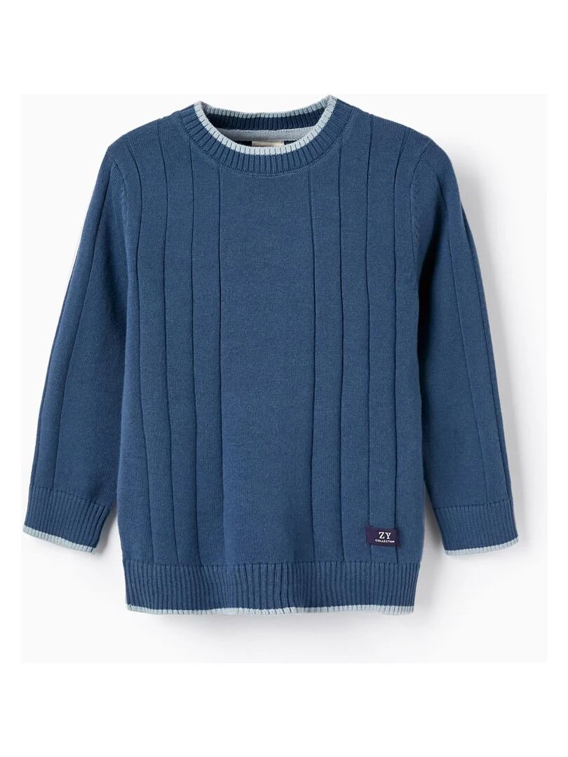 Pull en Maille Côtelée pour Bébé Garçon 'B&S' BROTHERS&SISTERS Bleu