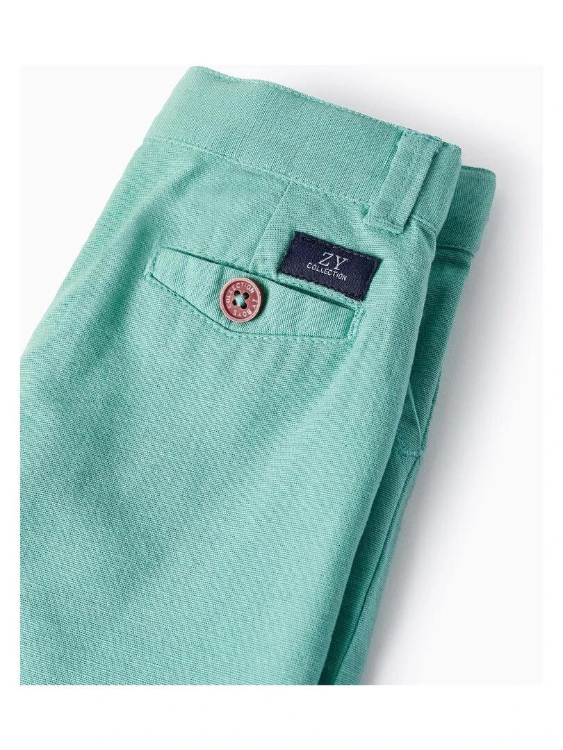 Short En Lin Pour Bébé Garçon   Vert