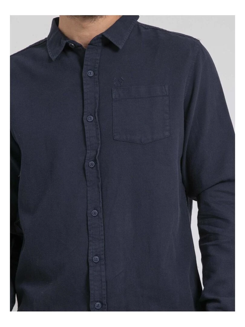 Chemise manches longues pur coton TAMORIS   Bleu marine