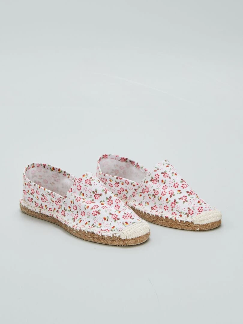 Espadrilles en corde avec imprimé fleuri Rose/blanc