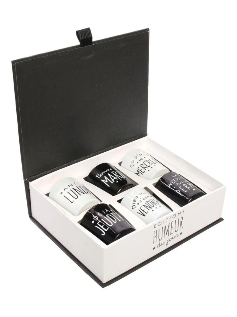 Coffret cadeau 6 bougies parfumées Belle semaine Blanc Noir