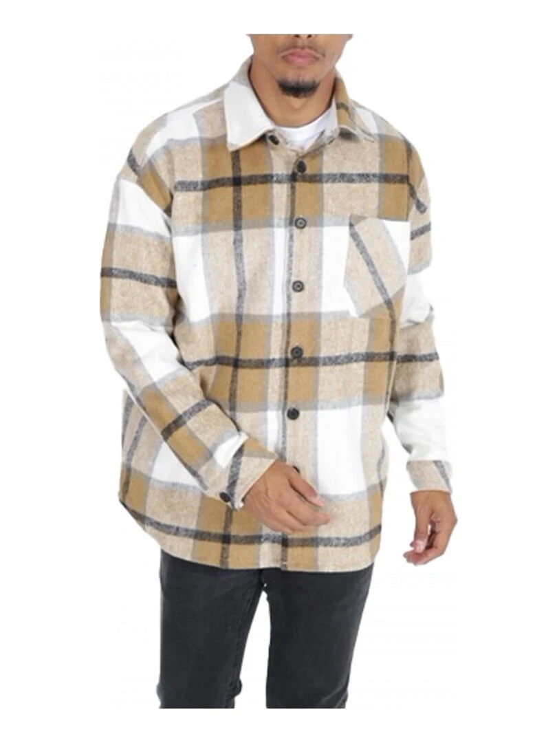 Surchemise polaire à carreaux Kebello   Beige