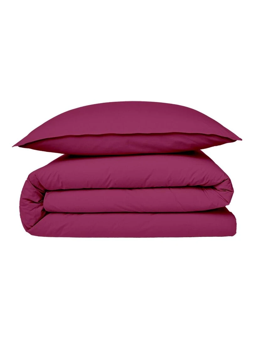 Future Home   Housse de couette en coton 57 fils unie   Magenta