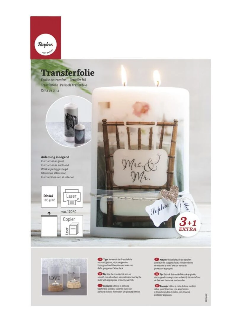 4 Feuilles de transfert A4   N/A