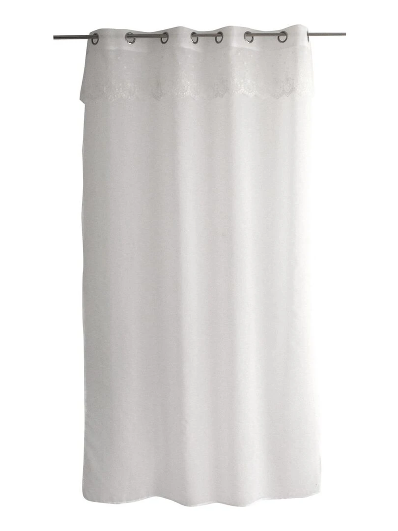 Voilage en étamine avec top à volant brodé   Blanc