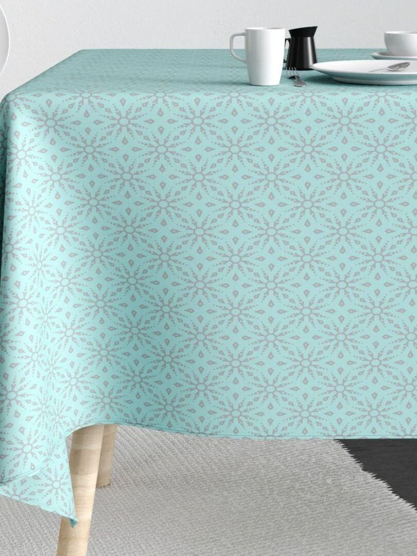 Nappe Polyester à motifs Flocon Bleu