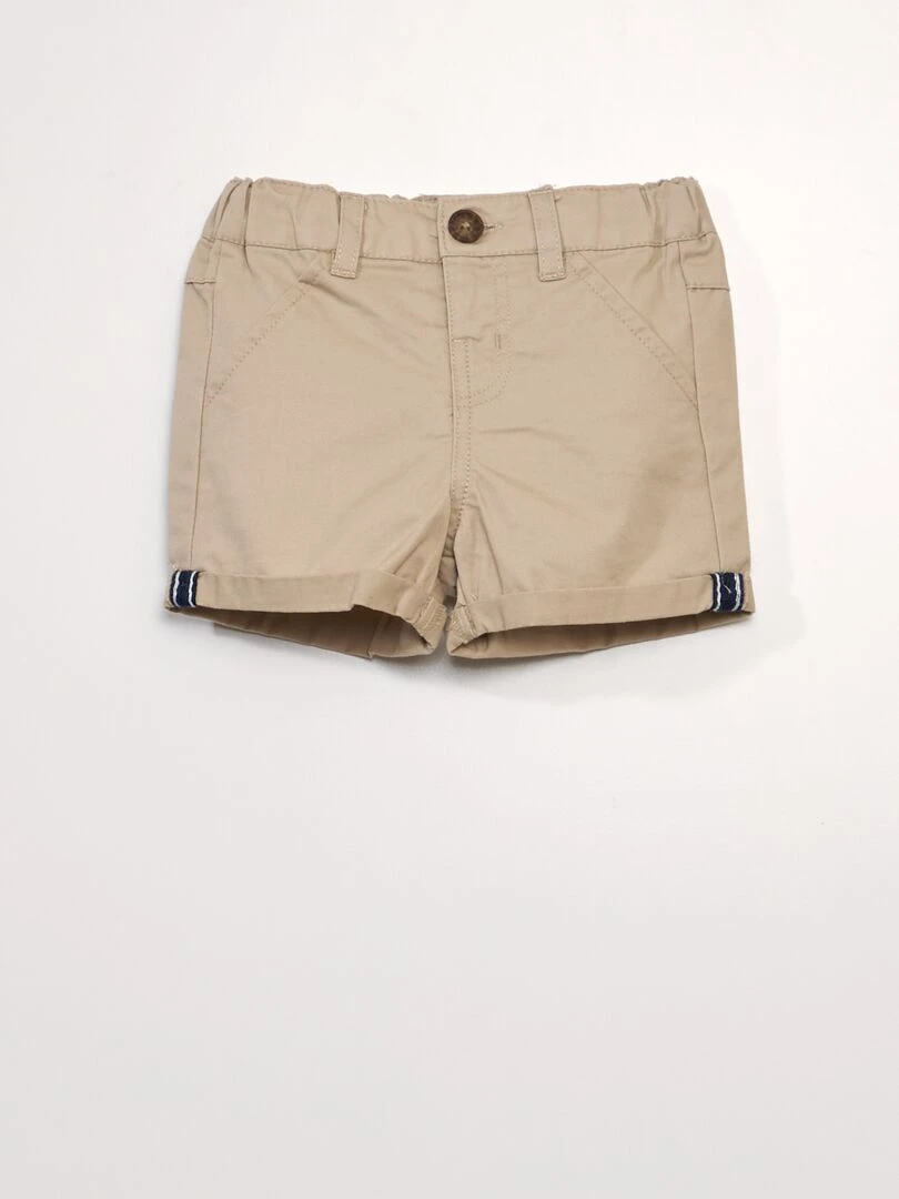 Ensemble 2 pièces   Tee shirt esprit polo + short en twill   BEIGE