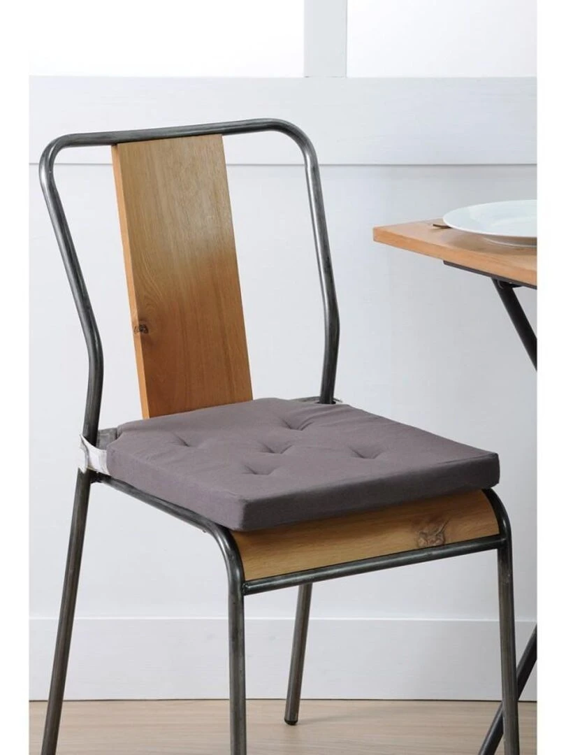 Lot de 4 galettes de chaise Duo velcro 38x38 gris perle   Gris