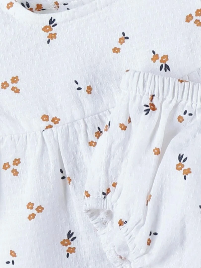 Set robe + bloomer imprimé fleuri    Noukie's   Blanc