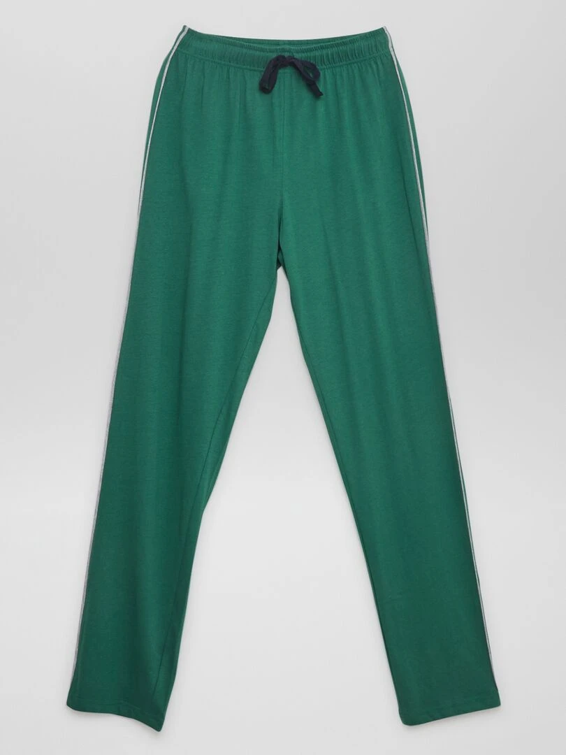 Pyjama long pantalon + t shirt   2 pièces   Vert