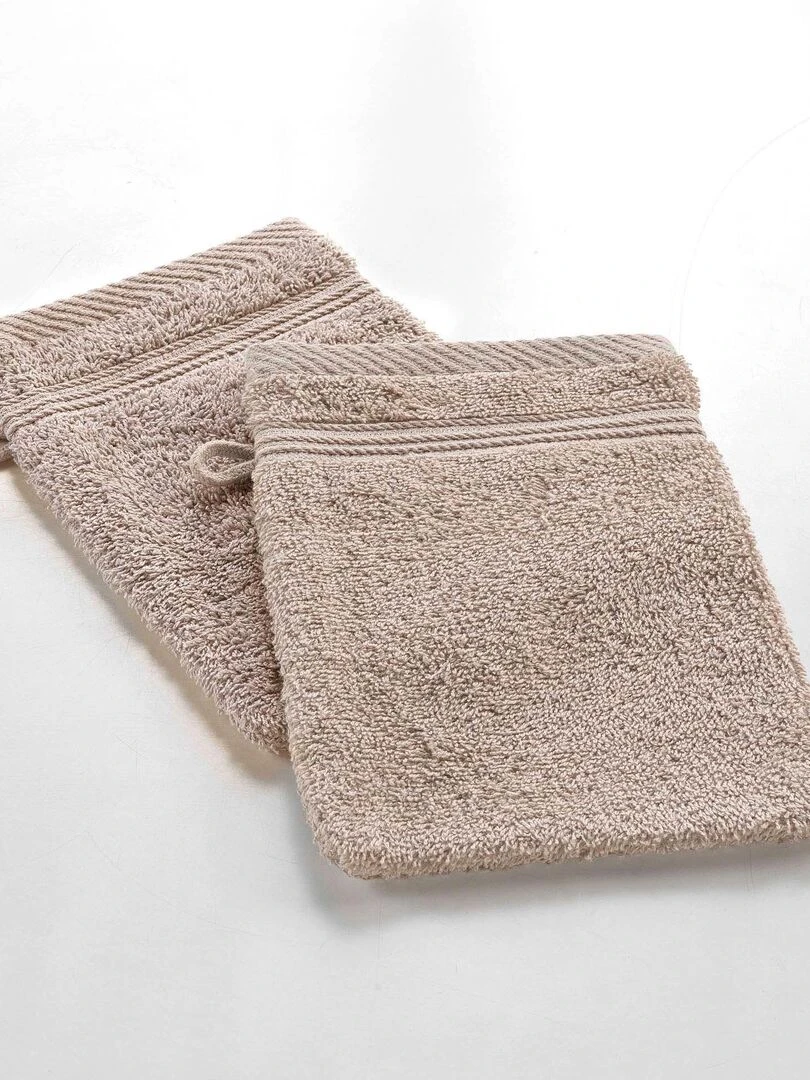 Lot de 2 gants de toilette Tendresse Gris taupe