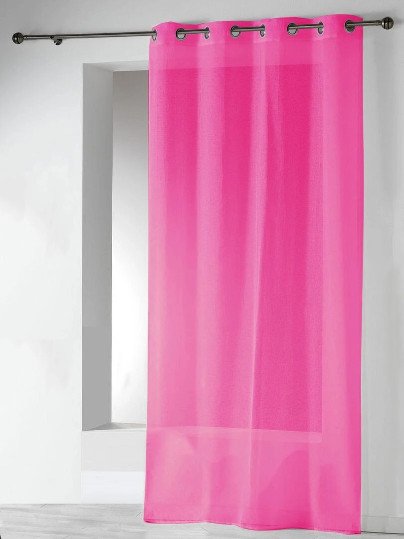 Voilages en Etamine Unie à Oeillets Rose framboise
