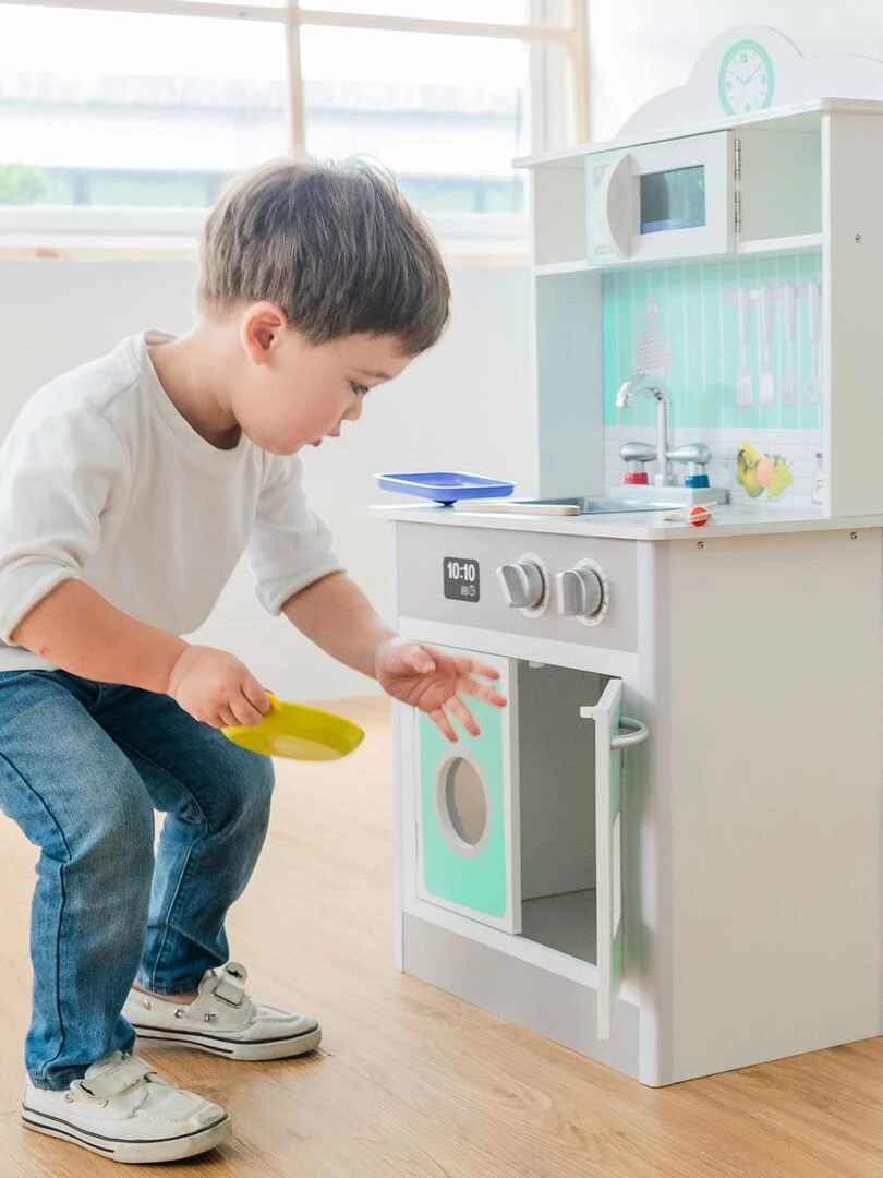 Cuisine enfant en bois Little Chef vert pastel gris jeu Teamson Kids TD 12385M   N/A