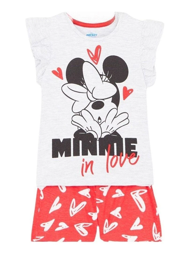 Disney Ensemble T shirt short fille Imprimé Minnie Gris