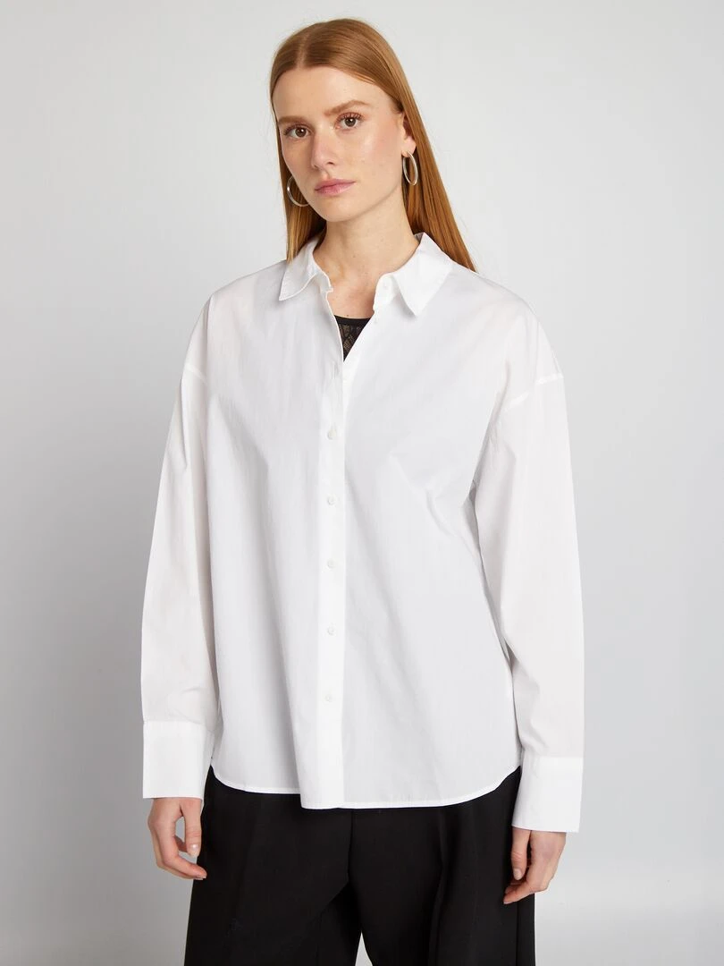 Chemise basique en popeline blanc