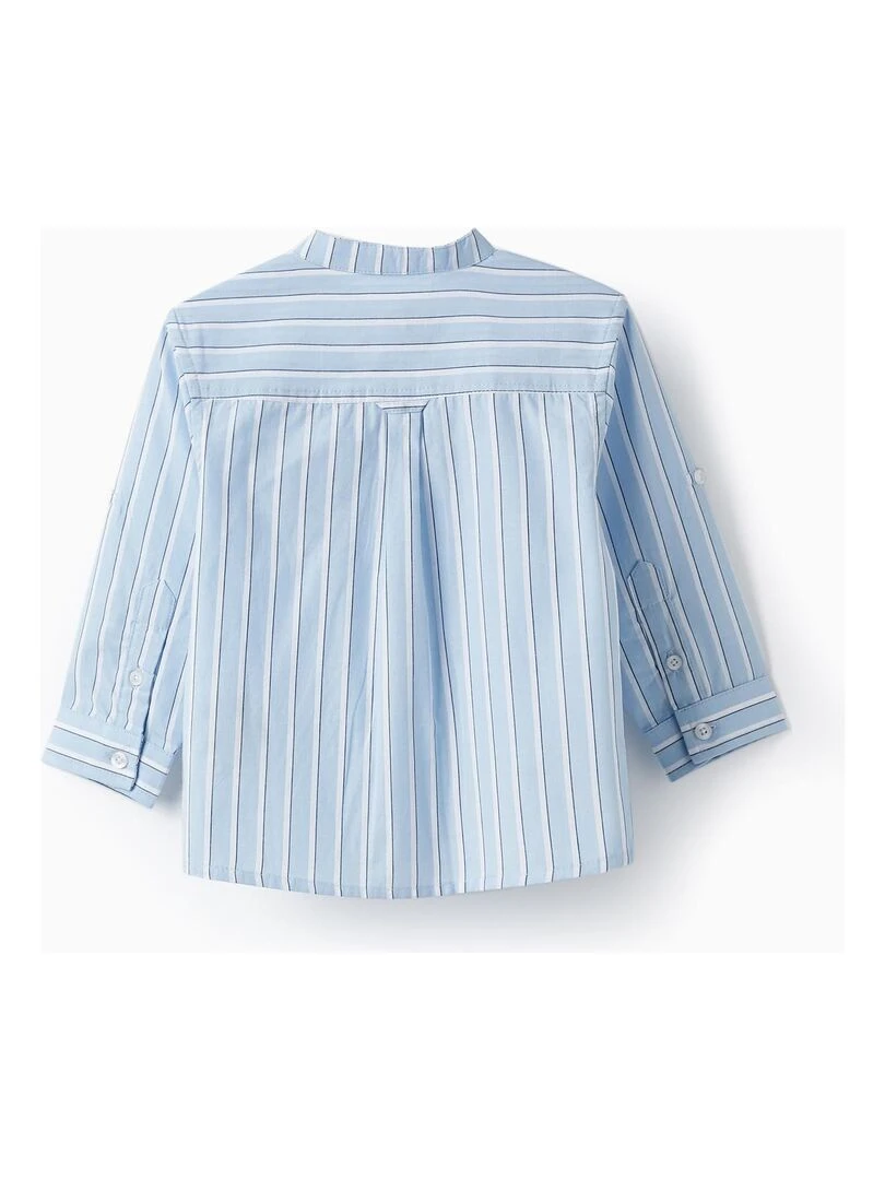 Chemise en coton à rayures pour bébé garçon manches longues CÉRÉMONIE Bleu clair