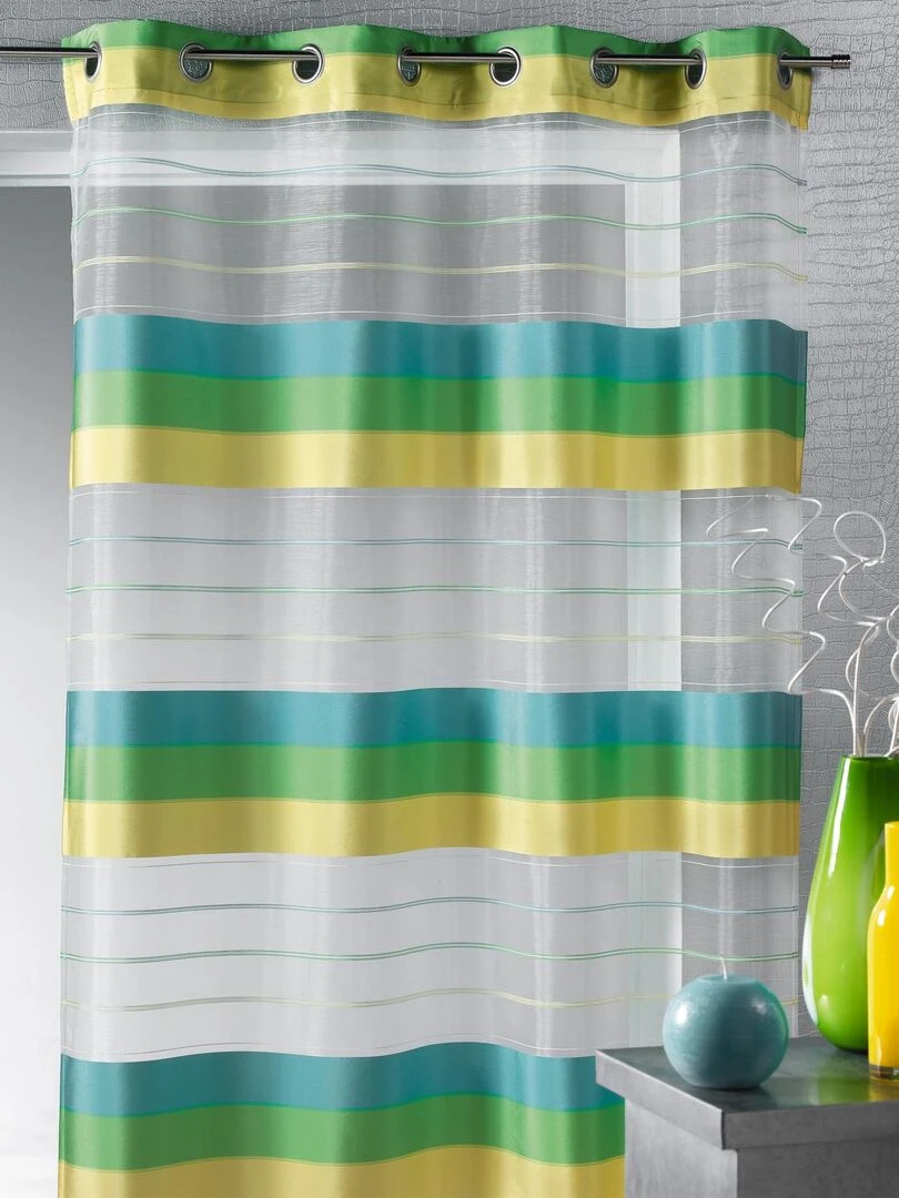 Voilage organza aux rayures horizontales Vert tilleul