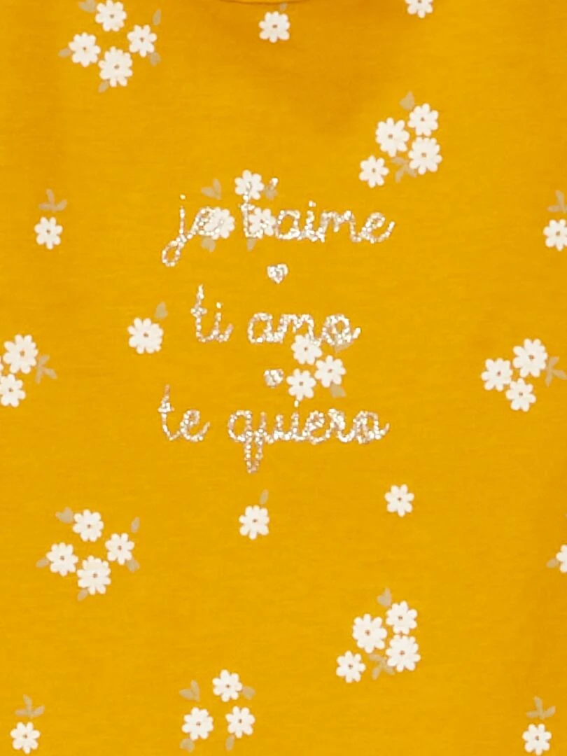 T shirt en jersey avec imprimé Jaune fleurs