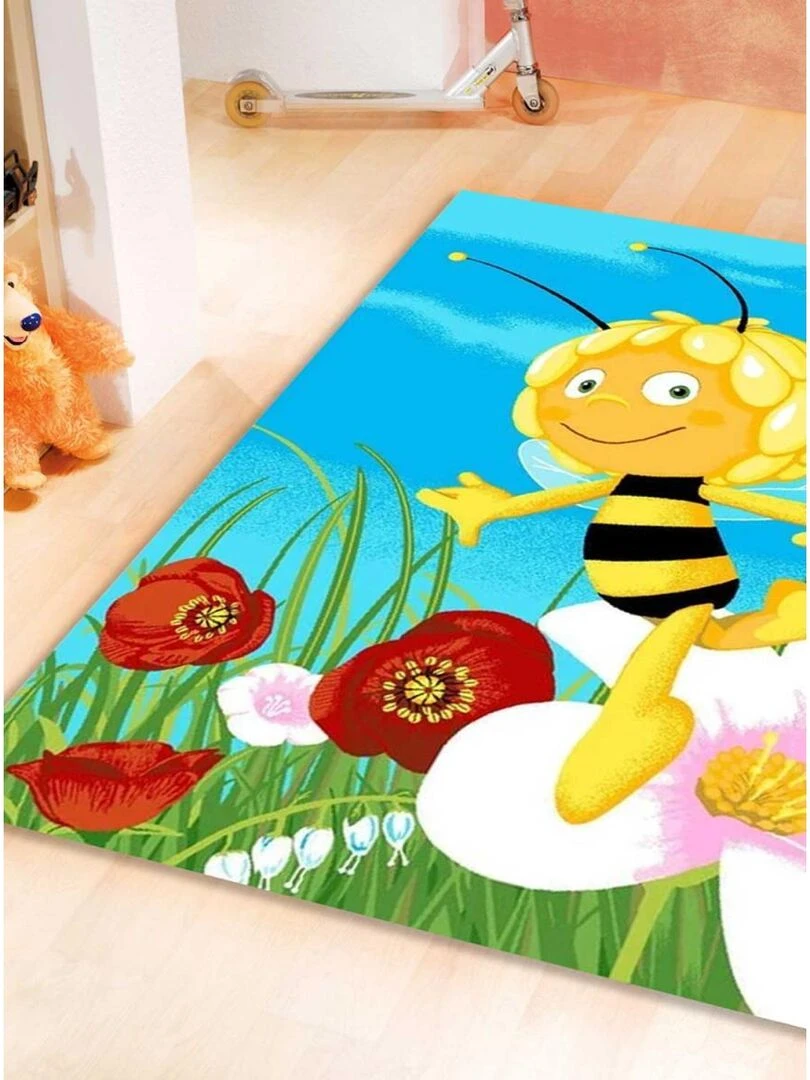 Tapis enfant MAYA L ABEILLE BUSY BEE Bleu 95x133 Fait en Europe   Bleu