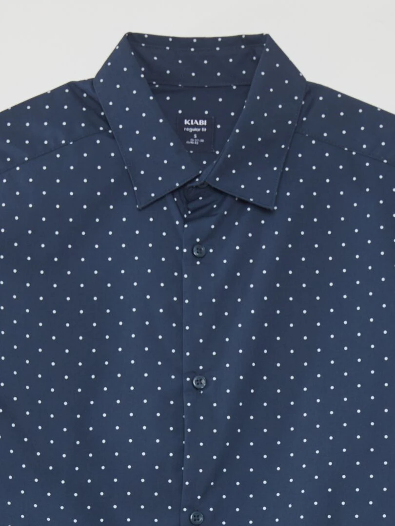 Chemise regular imprimé pois   Bleu