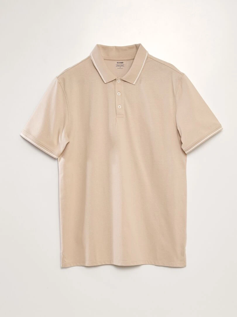 Polo en piqué de coton effet moucheté Beige