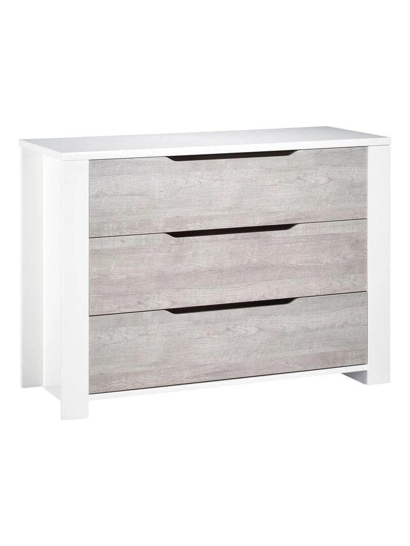 Commode 3 tiroirs en bois SAUTHON Gris Blanc