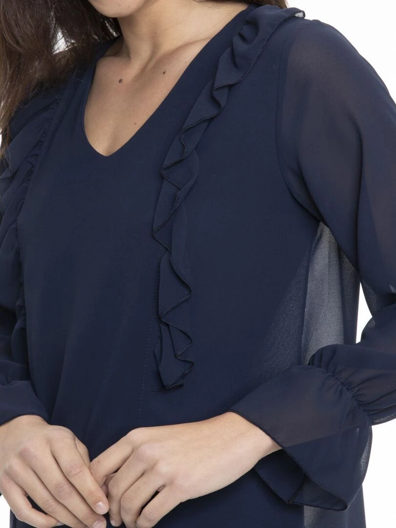 Chemise col tunisien CAROLE   Gérard Pasquier   Bleu marine