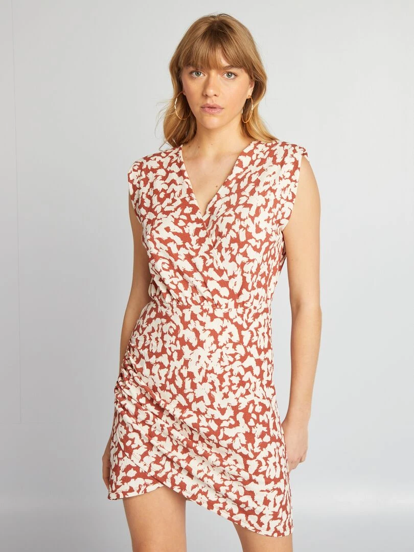 Robe crêpée à épaulettes   Orange