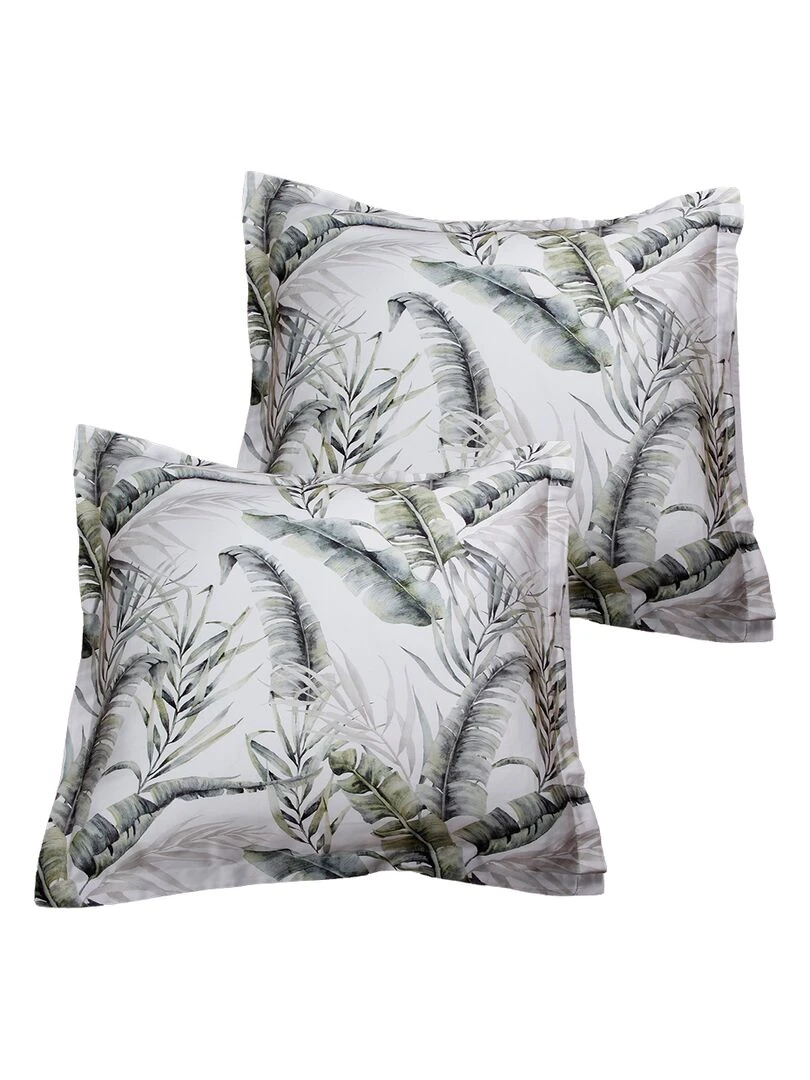 Lot de 2 Taies d'oreiller 50x70 cm satin de coton Vert clair