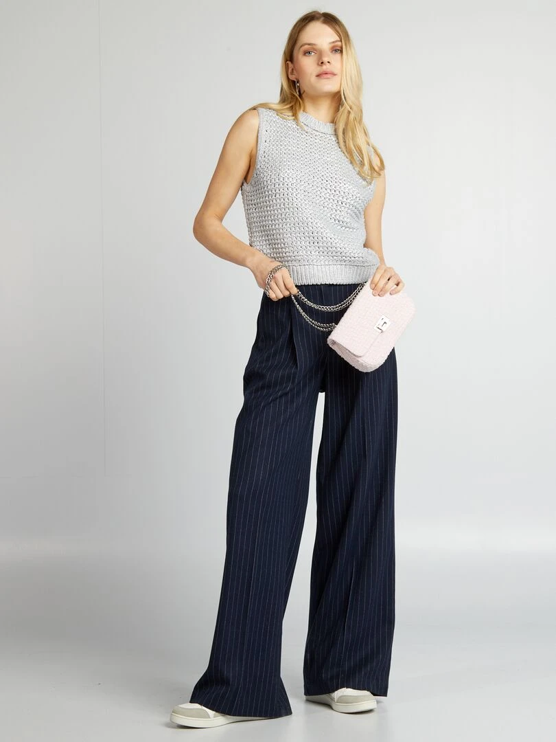 Pull sans manches en crochet Gris