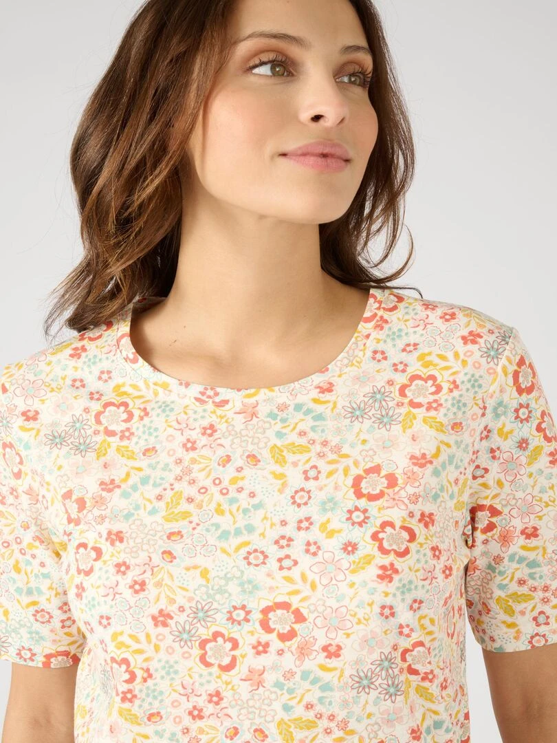 Tee shirt imprimé manches courtes. Damart Beige
