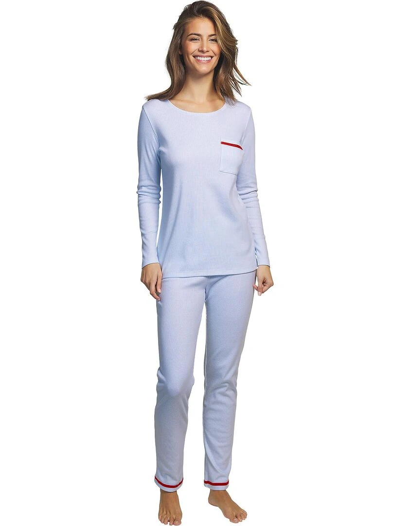 Pyjama pantalon haut manches longues Rayas Bleu