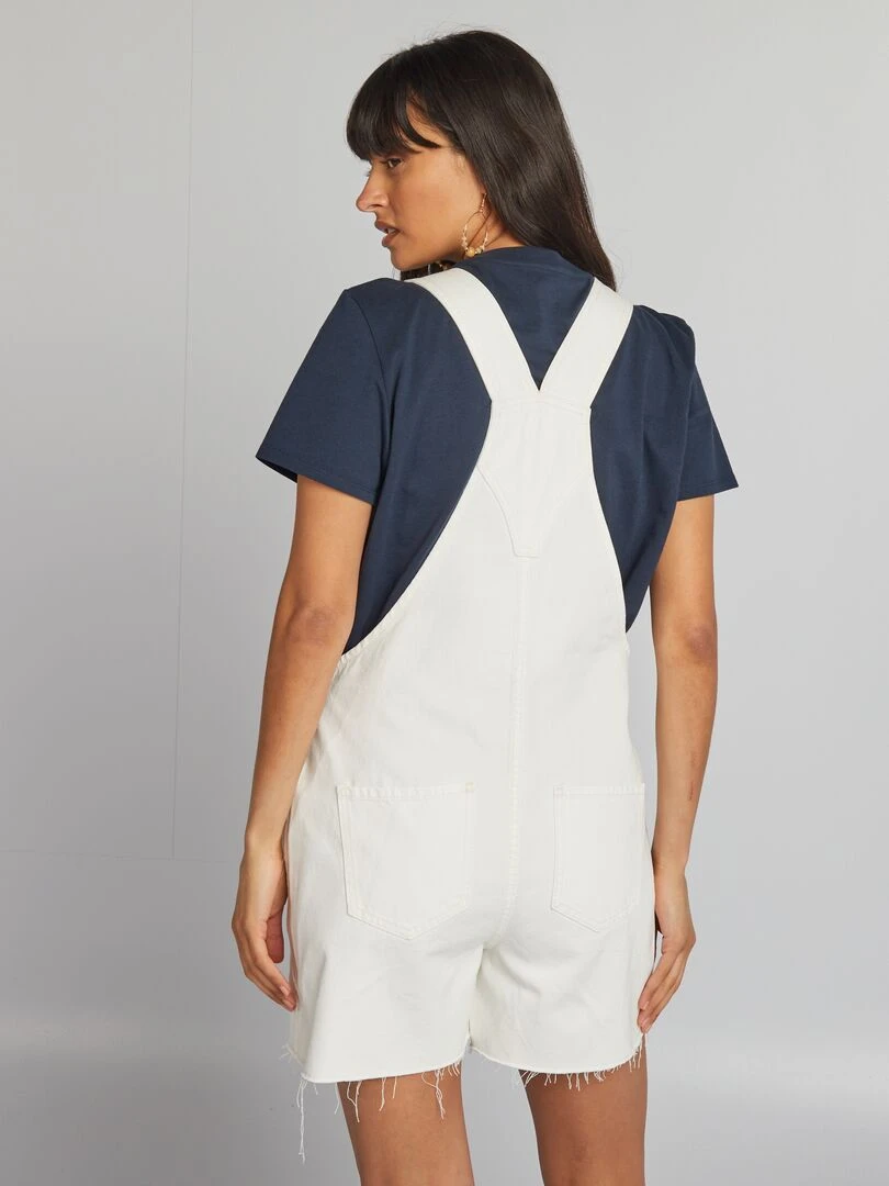 Salopette courte en jean   Blanc