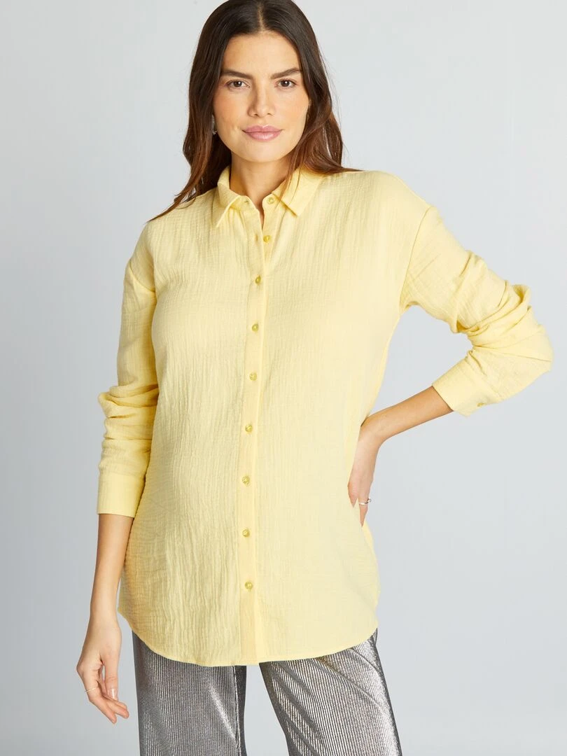Chemise en gaze de coton d'allaitement Jaune