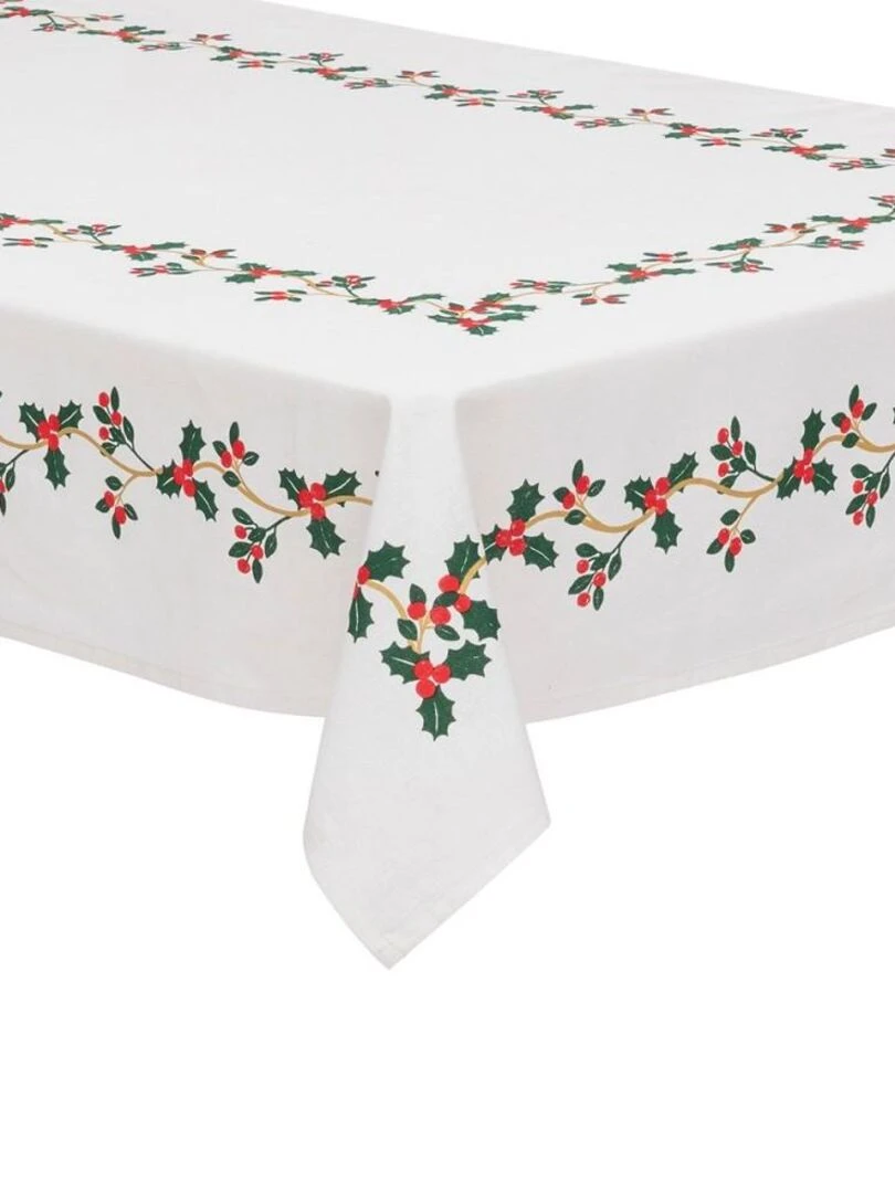 Nappe 140x240 cm Houx coton Blanc