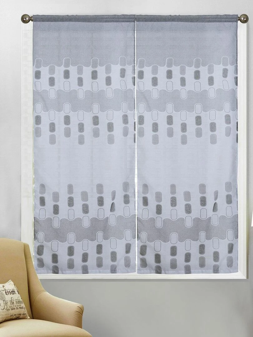 Paire de vitrages au style géométrique Gris clair