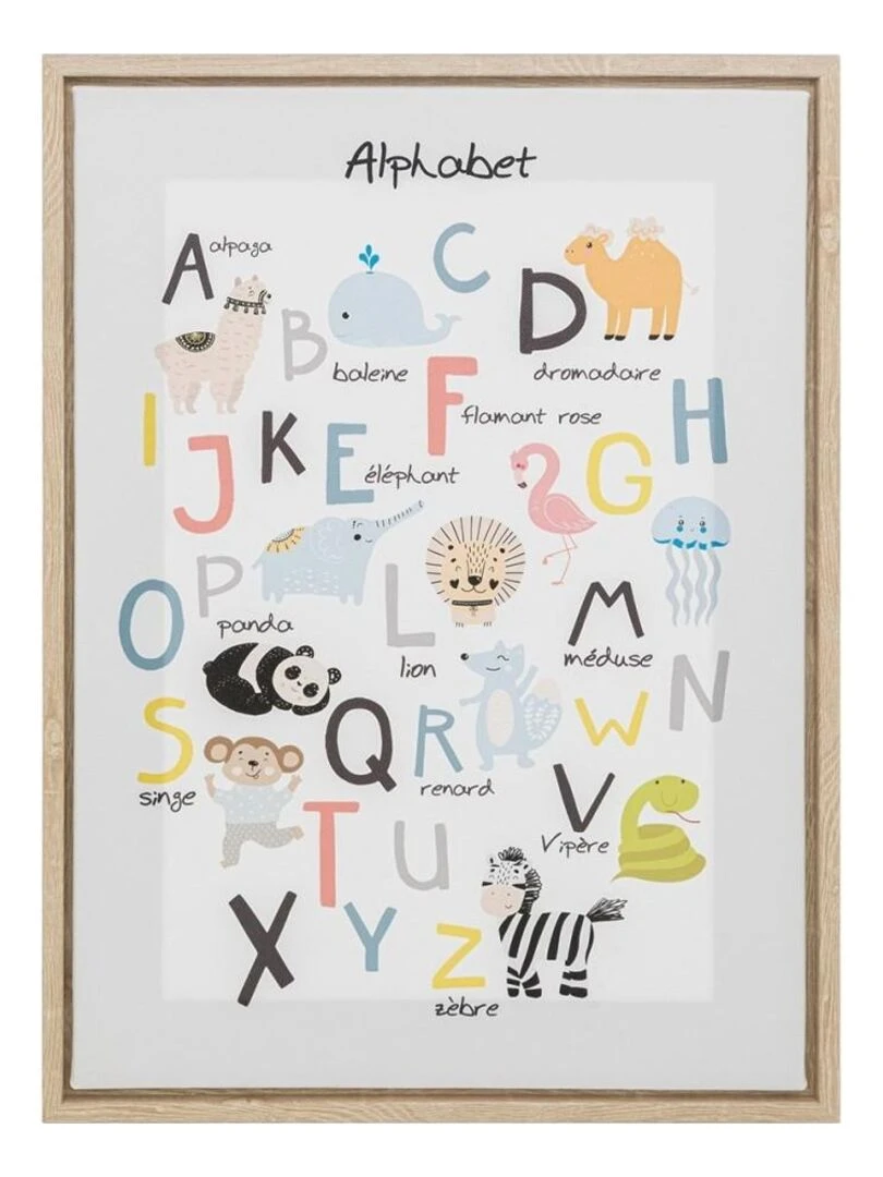 Toile imprimée sur cadre Alphabet 30x40 cm Blanc