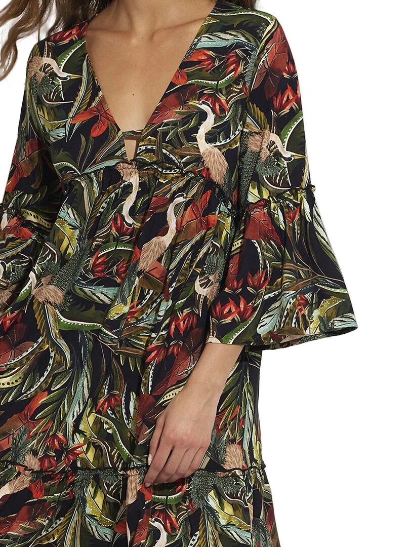 Robe de plage manches trois quarts Galapagos   Noir