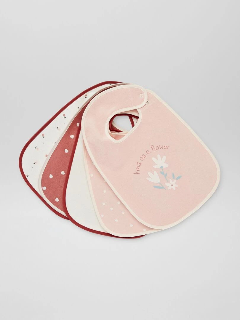 Lot de 5 bavoirs éponge Rose/beige