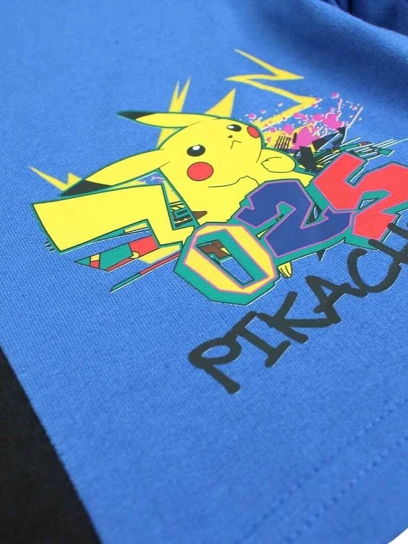 Pokemon   Short garçon imprimé Pokemon en coton   Bleu marine